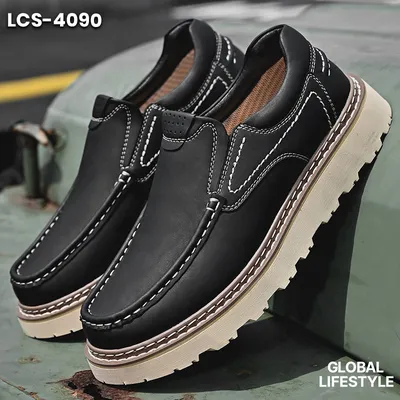 Men’s Genuine Leather Retro Thick-Sole Casual Shoes