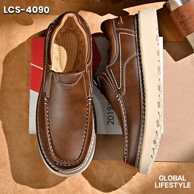 Men’s Genuine Leather Retro Thick-Sole Casual Shoes
