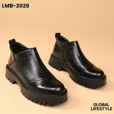 Men’s Thick-Soled British Style Leather Velvet Boots