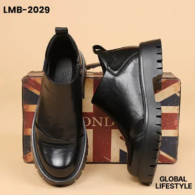 Men’s Thick-Soled British Style Leather Velvet Boots