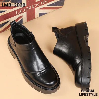 Men’s Thick-Soled British Style Leather Velvet Boots