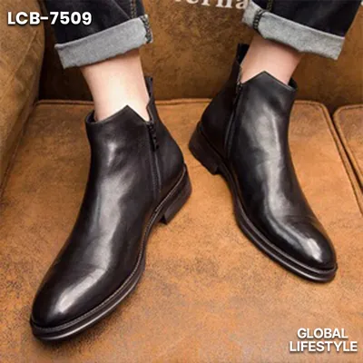 Men’s Genuine Leather Square-Toe Chelsea Boots