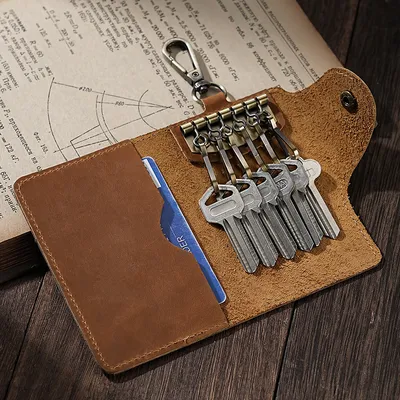 Genuine Crazy Horse Leather Retro Key Pouch for Men – Waist Key Holder & Card Case
