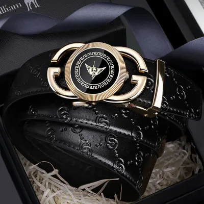 WILLIAMPOLO Genuine Leather Men’s Automatic Buckle Belt – High-End Cowhide Business & Casual Luxury Belt