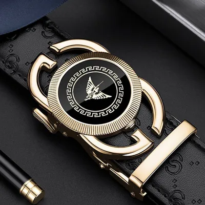 WILLIAMPOLO Genuine Leather Men’s Automatic Buckle Belt – High-End Cowhide Business & Casual Luxury Belt