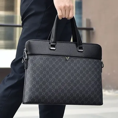 High-End Business Men’s Double Zipper Laptop Handbag & Professional Briefcase