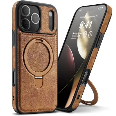 iPhone 17 Pro Max All Model Leather Phone Case with with Built Bracket Magnetic