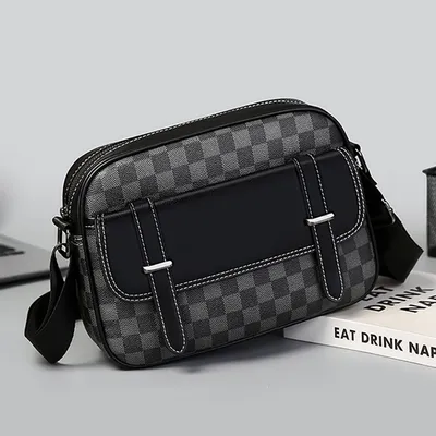 Crossbody Messenger Bag – Plaid Print Stylish & Versatile for Business & Travel