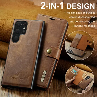 Samsung S26 Ultra ALL Ultra Model Flip Magnet Leather Phone Case Wallet Protective Cover 2 in 1