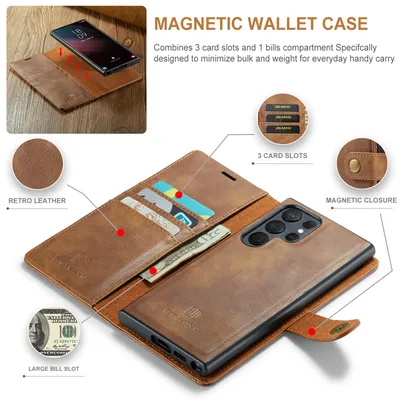 Samsung S26 Ultra ALL Ultra Model Flip Magnet Leather Phone Case Wallet Protective Cover 2 in 1