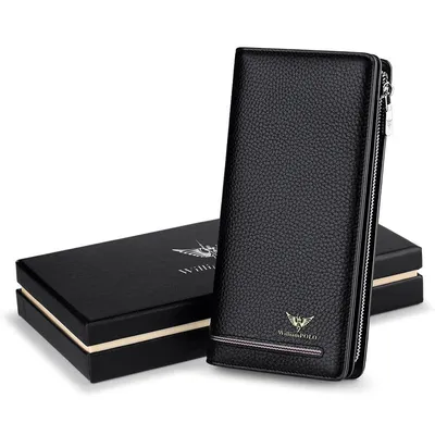 Cowhide Leather William Polo Long Wallet