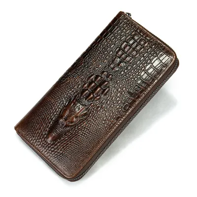 Genuine Leather Crocodile Pattern Business Multi-Card Slot Long Wallet