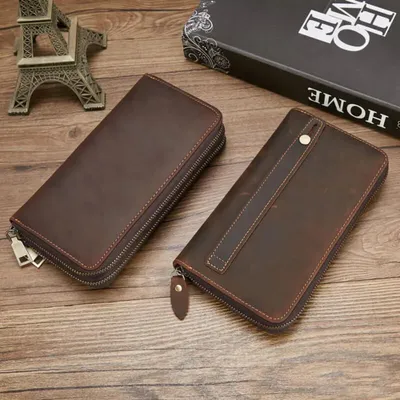 Crazy Horse Genuine Leather Long Wallet Clutch – Business & Everyday Carry