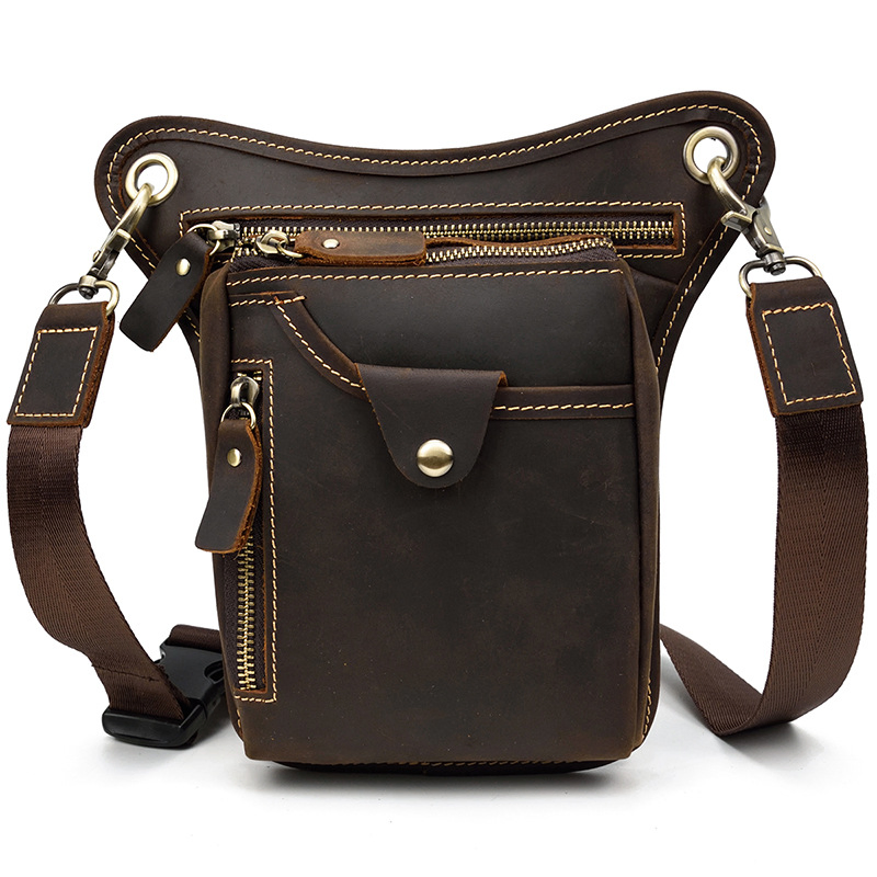 Retro Genuine Leather Waist Bag – Crazy Horse Cowhide Leg Bag & Mobile Phone Bag for Men