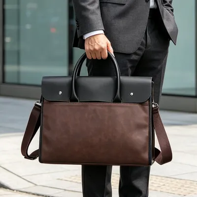 Business Men’s Large Capacity Leather Handbag – Retro Briefcase & Shoulder Bag | Crossbody Travel Bag