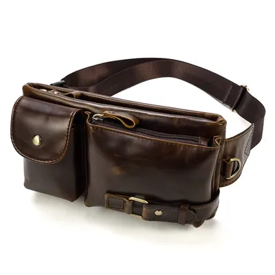 Genuine Leather Waist & Chest Bag – Retro Cowhide Outdoor Bag