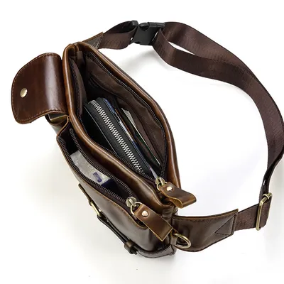 Genuine Leather Waist & Chest Bag – Retro Cowhide Outdoor Bag
