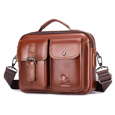Genuine Leather Shoulder Bag – Premium Top-Grain Cowhide Crossbody Bag
