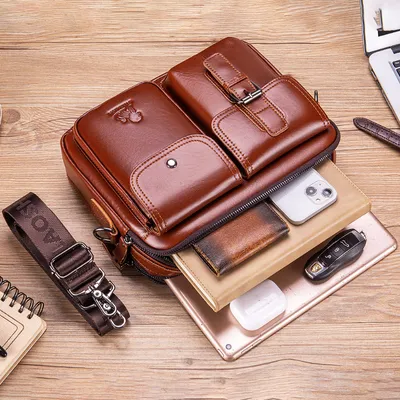 Genuine Leather Shoulder Bag – Premium Top-Grain Cowhide Crossbody Bag