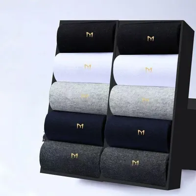 (5 Pairs) Men’s Odor-Resistant Cotton Socks – Breathable Business & Sports Socks
