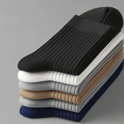 (5 Pairs) Pure Cotton Men’s Long Socks – Odor-Resistant Business Socks