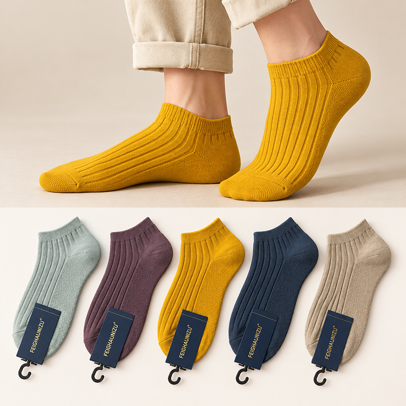(5 Pairs) Genuine Cotton Anti-Friction Socks – Sweat Absorbing, Breathable & Comfortable Socks