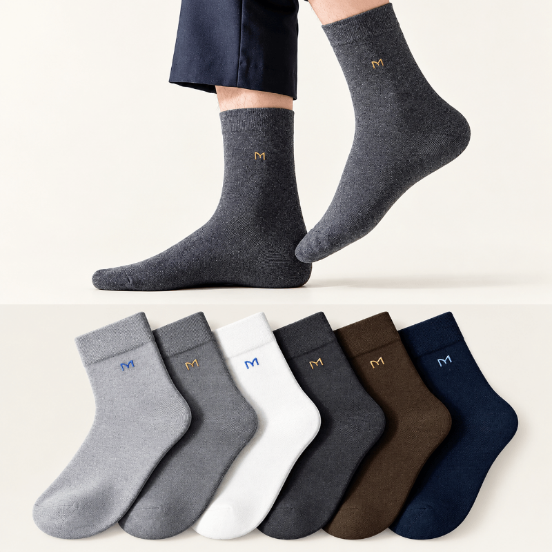 (5 Pairs) Men’s Odor-Resistant Cotton Socks – Breathable Business & Sports Socks