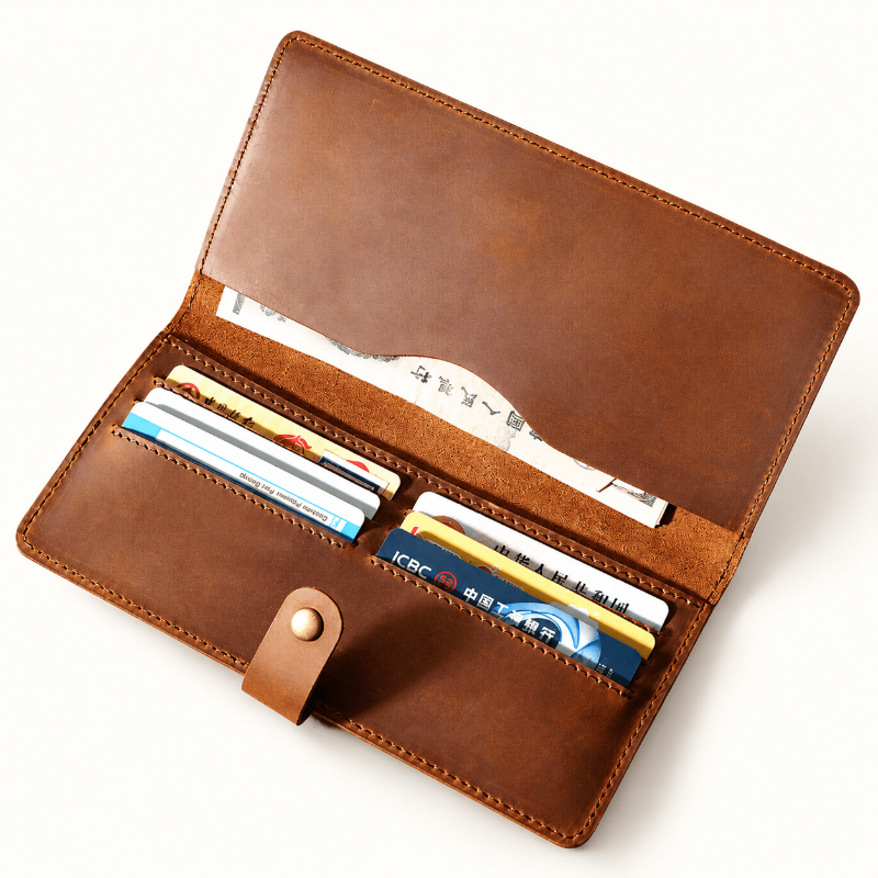 Genuine Top-Grain Cowhide Retro Slim Long Wallet