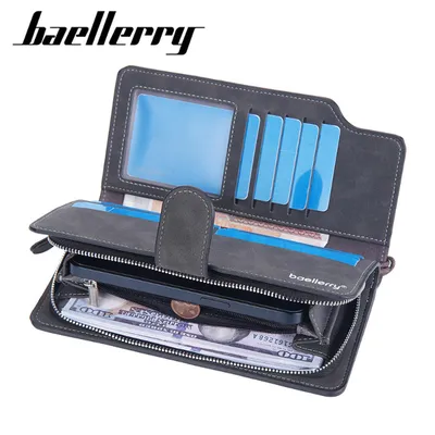 Men's & Women's Bifold Long Wallet With Card Slots Sky Blue