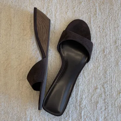 ROUND TOE SLIP ON WEDGE HEEL OPEN TOE OUTER SANDALS FOR WOMEN