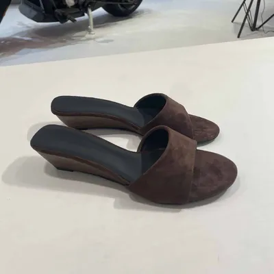 ROUND TOE SLIP ON WEDGE HEEL OPEN TOE OUTER SANDALS FOR WOMEN
