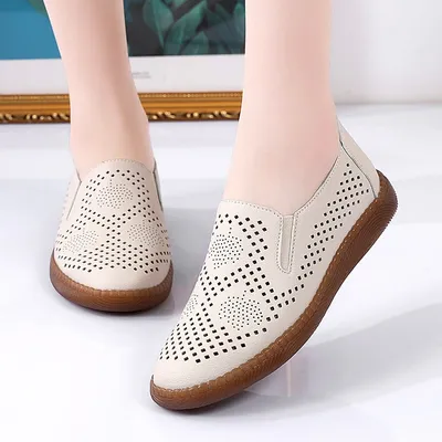 SUMMER HOLLOW FLAT LEATHER SHOES FOR WOMEN