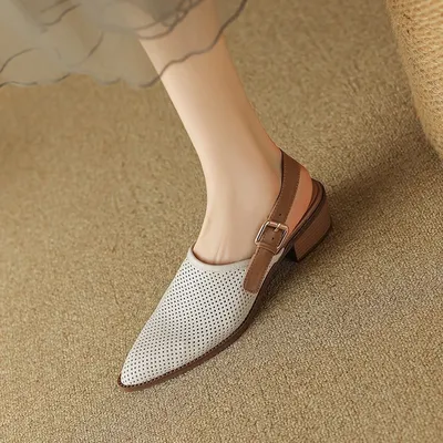 CHUNKY HEEL SANDALS WOMEN BREATHABLE FLYING WEAVE