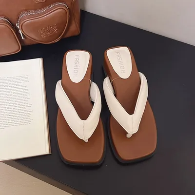 FASHIONABLE ALL MATCH SQUARE TOE SLIPPERS