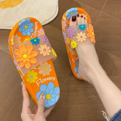 INTERNET CELEBRITY SUMMER NEW SLIPPERS CUTE NON SLIP FLOWERS