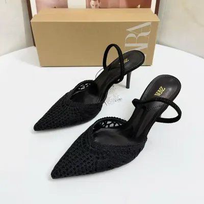 ZA NEW BEIGE WOVEN POINTED TOE STILETTO SANDALS FOR WOMEN