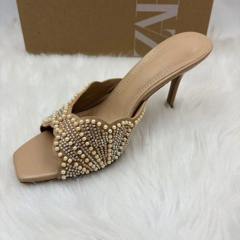 SPRING RHINESTONE BOW OPEN TOE STILETTO SANDALS FOR WOMEN
