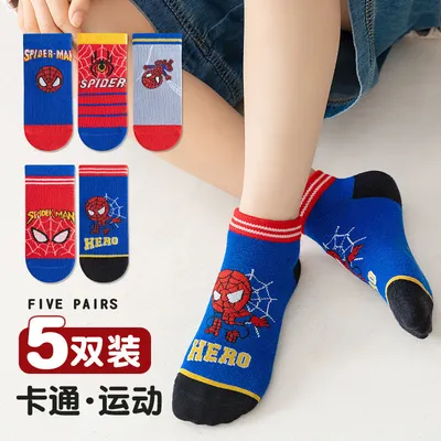 Kids Cartoon Hero Socks (5 Pairs Set) – Soft, Breathable & Fun! 🧦🎨