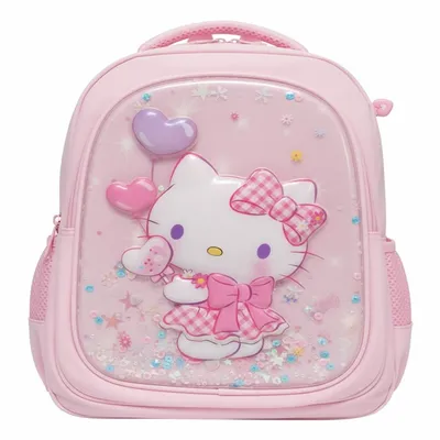 Hello Kitty "Sweet Heart" 3D Sequin Shimmer Kids School Backpack – Dreamy Pink Edition