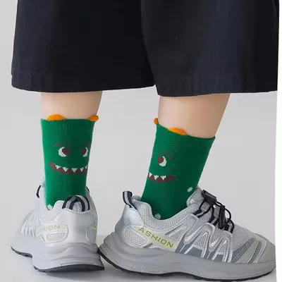 DinoFun Kids Cotton Socks – Cute Cartoon Dinosaur Series – 5 Pairs Set