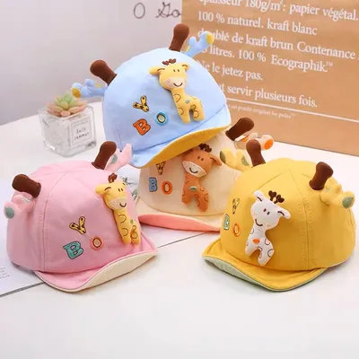 TinyTrot 3D Plush Giraffe Baby Sun Hat – Soft Cotton Adjustable Infant Baseball Cap