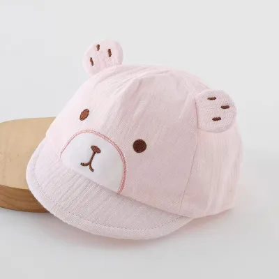 Soft Cotton Bear Face Baby Hat – Lightweight Breathable Summer Cap