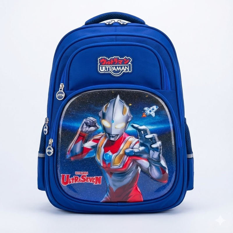 Ultraman "Ultra-Seven" 3D Galaxy Armor Kids School Backpack – Hero Blue Edition