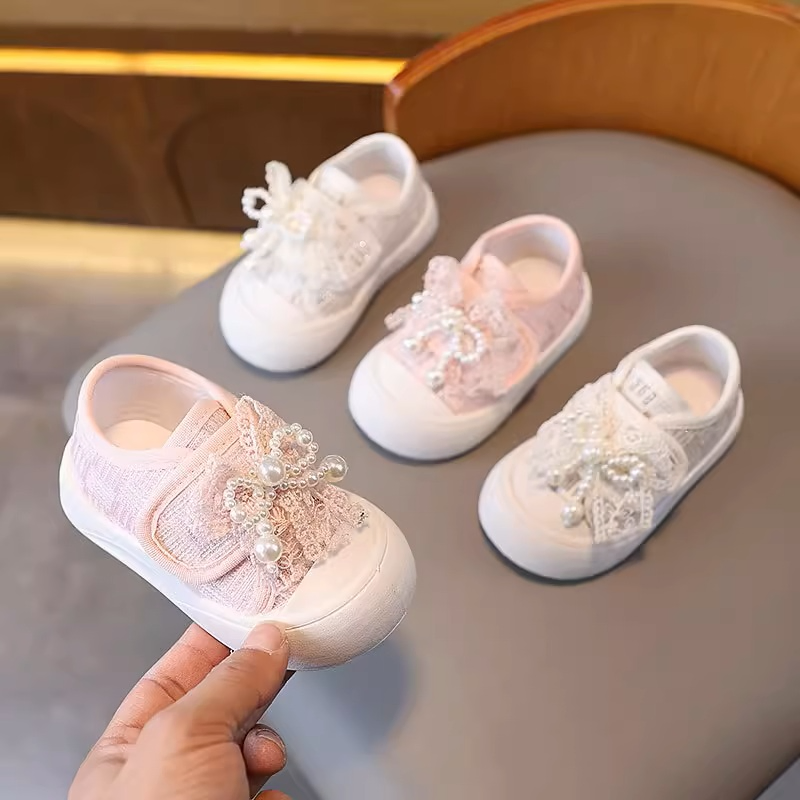 Royal Blossom Lace Sneakers for Baby Girls