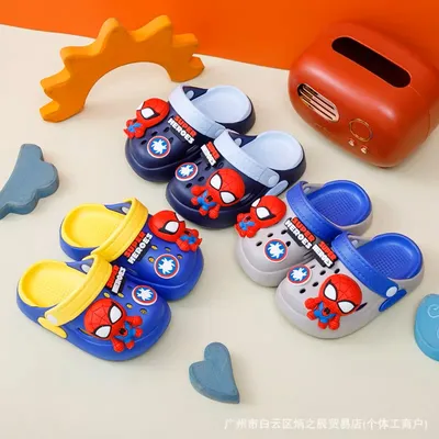 SuperHero Spider Kids Clogs – Soft Anti-Slip Cartoon Sandals