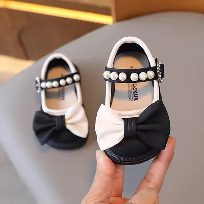 Princess Pearl Bow Mary Jane Shoes – Elegant Girls Party Flats