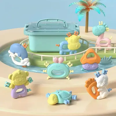 7-Piece Sensory Rattle & Silicone Teether Gift Set
