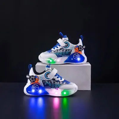 FlashHoops Cyber-Glow Kids' Basketball Sneakers