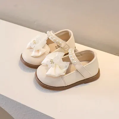 Princess Pearl Bow Mary Jane Shoes for Girls – Elegant Kids Party & Casual Dress Shoes