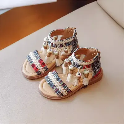 Tassel Kids Sandals – Ethnic Style Summer Shoes